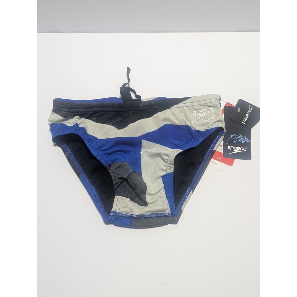 Speedo Mens Endurance+ Glimmer Swim Brief Blue Abstract Pattern Size 28